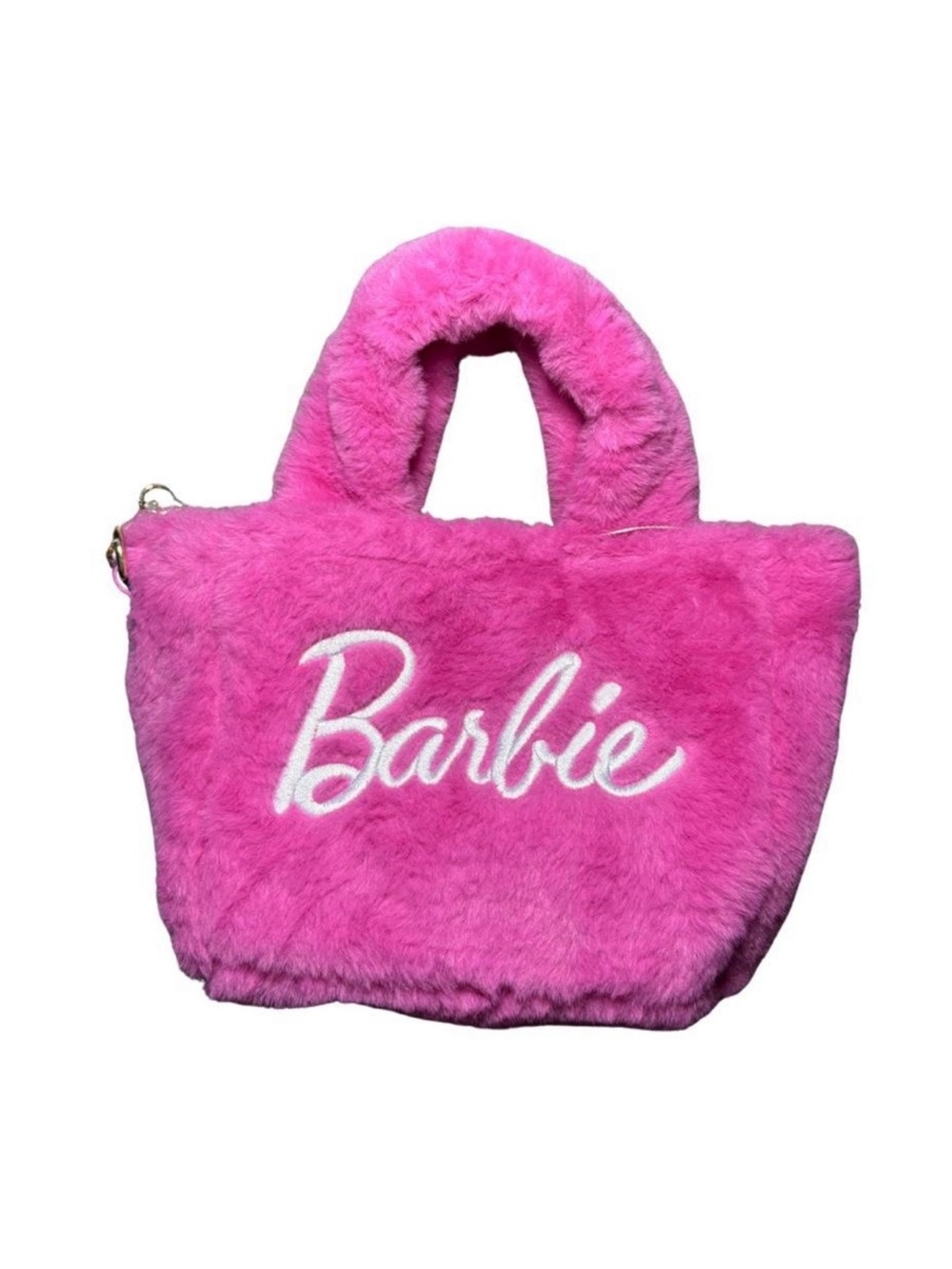 Barbie Hot Pink Plush Tote with Embroidered Logo